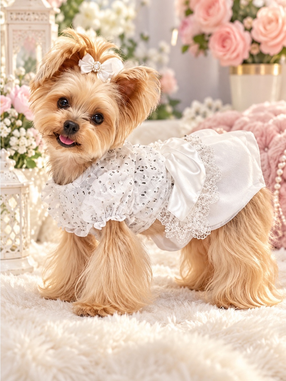 Fitwarm Pearl White Wedding Dress – XS 🐾